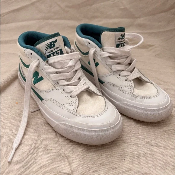New Balance NB Numeric Franky Villani 417 White and Vintage Teal Sneakers - Picture 1 of 5